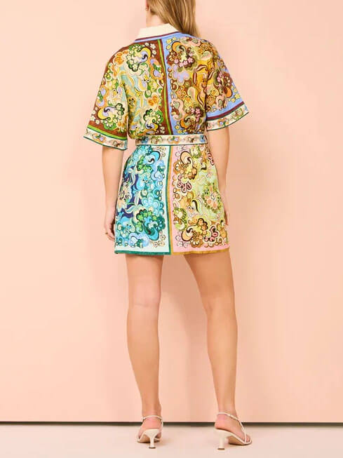 Overhemdjurk met Retro Bloemen Print