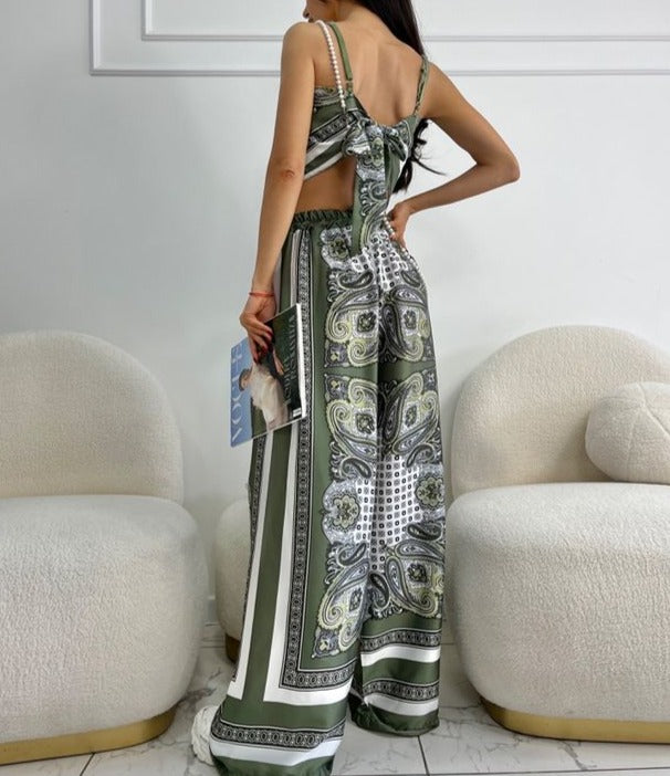 Bedrukte Jumpsuit met Spaghettibandjes