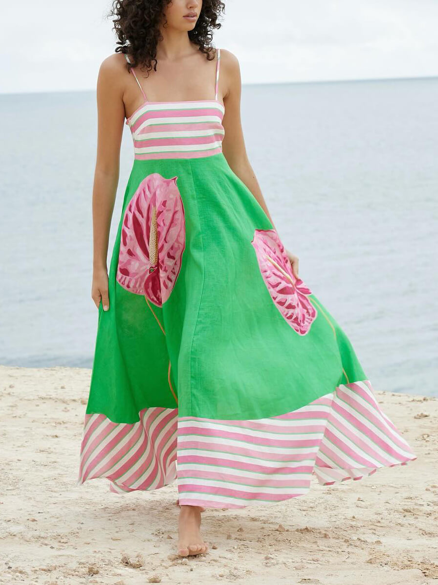 Maxi-jurk met bandjes en bloemenopdruk