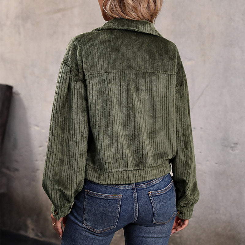 Corduroy cropped jasje met knopen