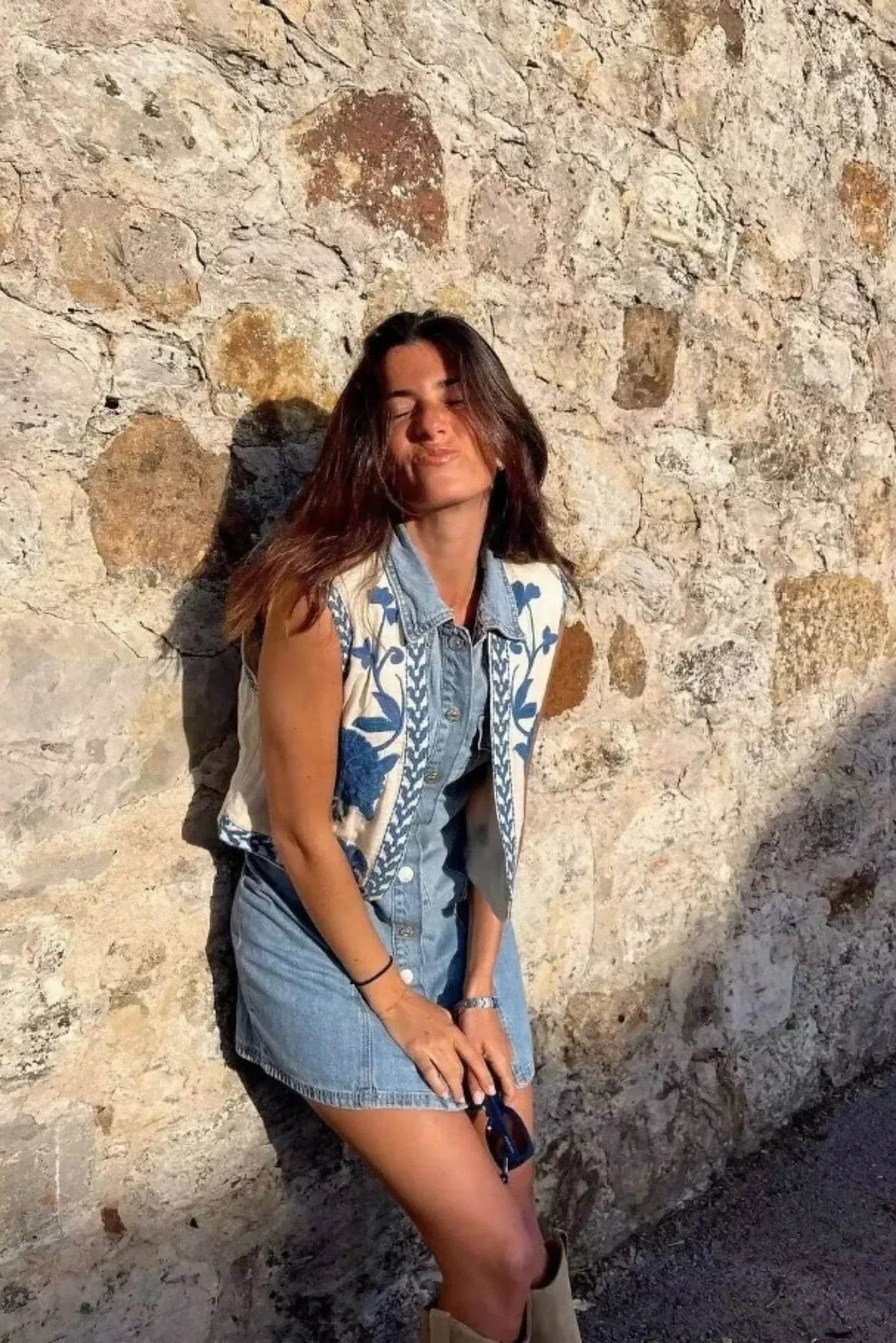 Mouwloos Vest met Bloemdessin