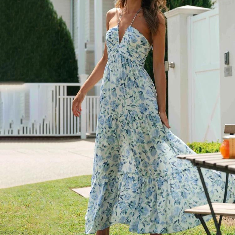 Romantische maxi jurk met bloemenprint