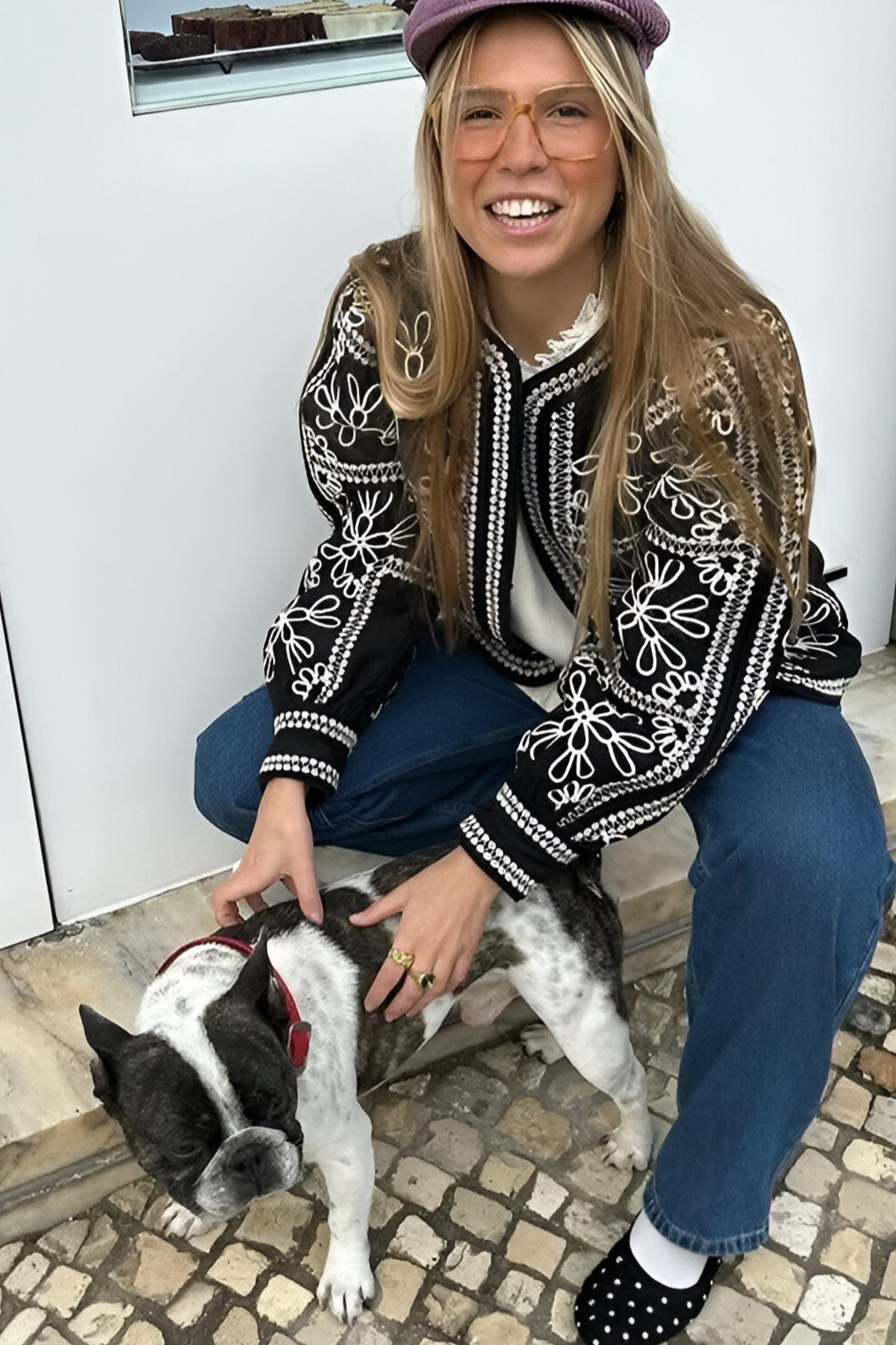 Geborduurd Jasje met Bloemen