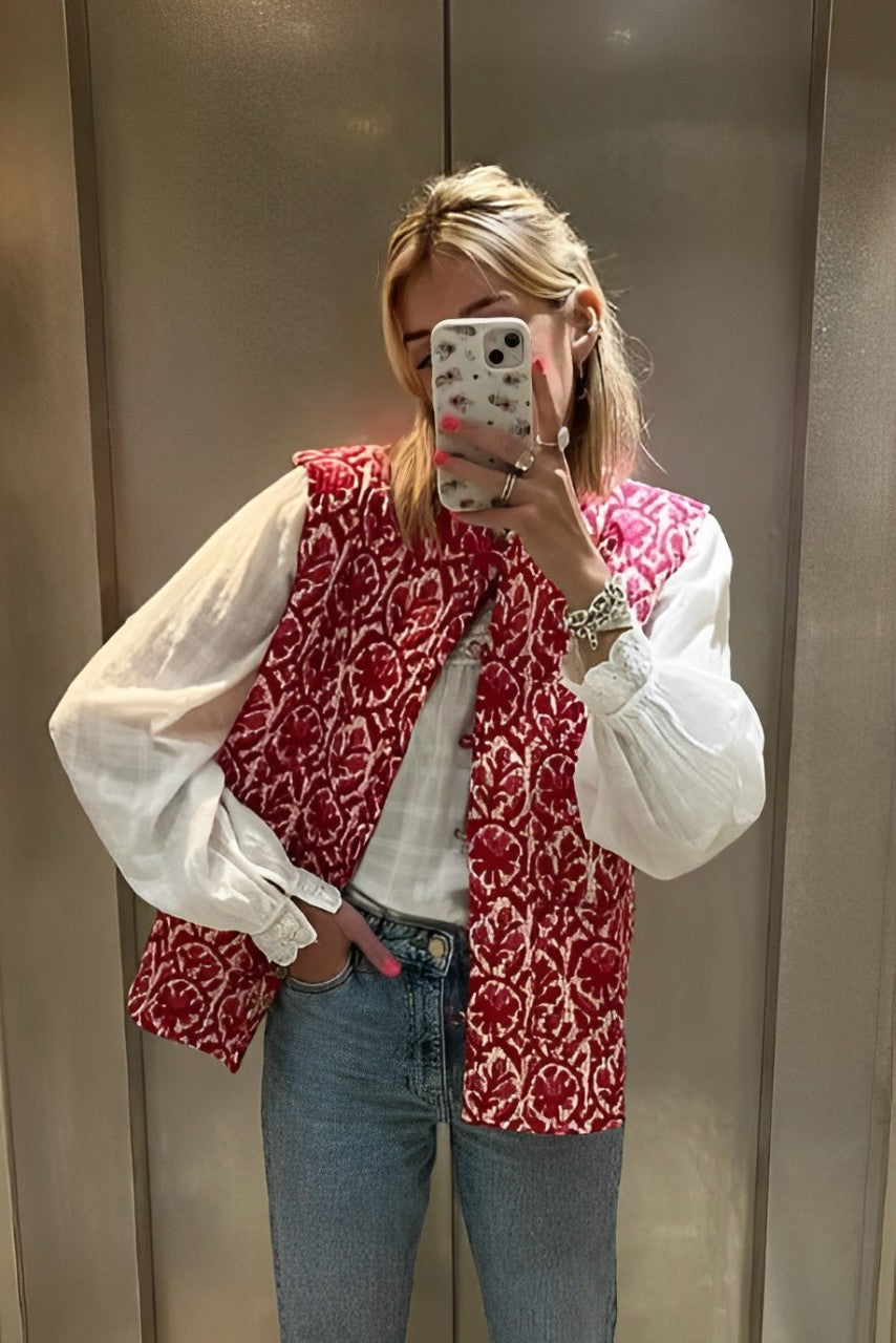 Reversible vest met botanische print