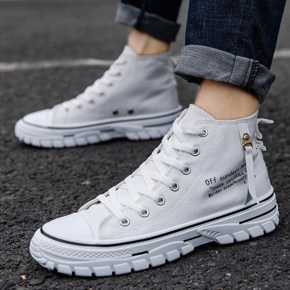 Casual streetwear heren chunky canvas hoge sneakers