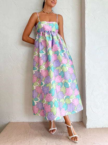 Mouwloze maxi-jurk met bloemenprint