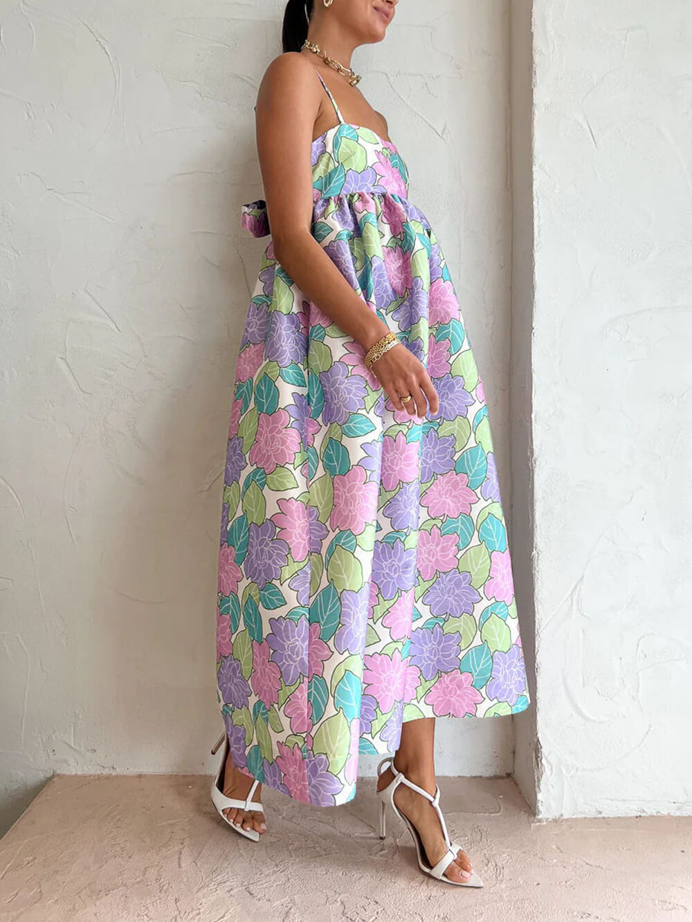 Mouwloze maxi-jurk met bloemenprint