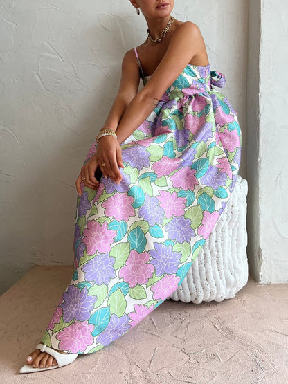 Mouwloze maxi-jurk met bloemenprint