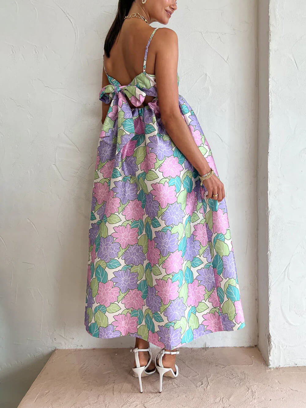 Mouwloze maxi-jurk met bloemenprint