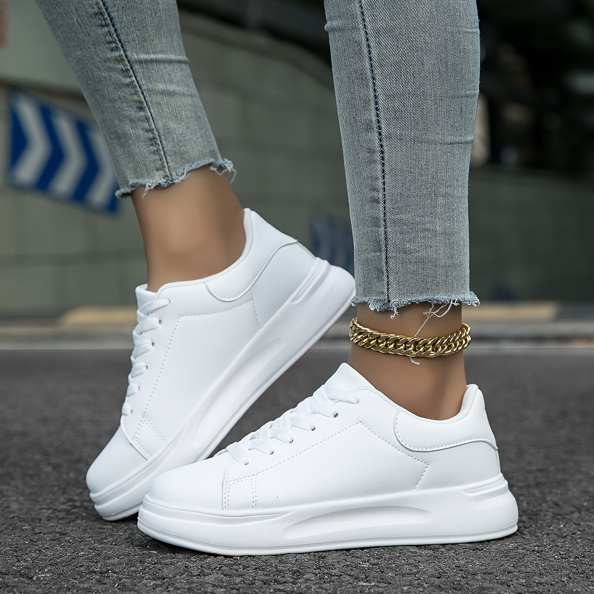 Witte leren sneakers voor dames