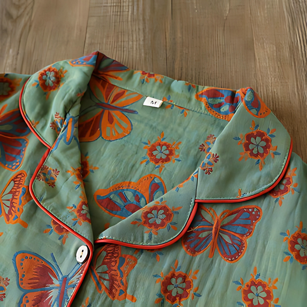 2-delige katoenen loungewear met vlinderprint