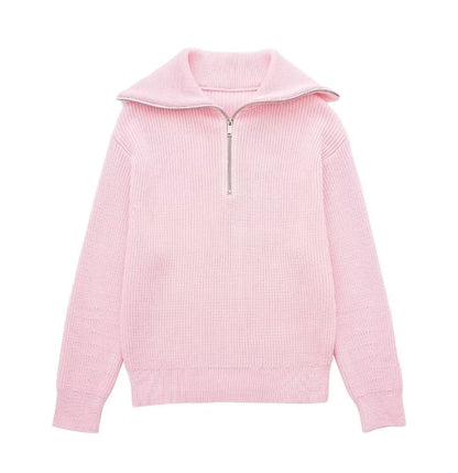 Trui met Halve Rits en Wijde Kraag