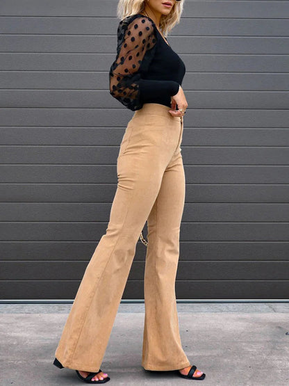 Trendy corduroy flare broek voor dames