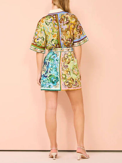 Overhemdjurk met Retro Bloemen Print