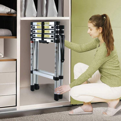 6FT+7FT aluminium telescopische ladder – veilig, draagbaar en verstelbaar