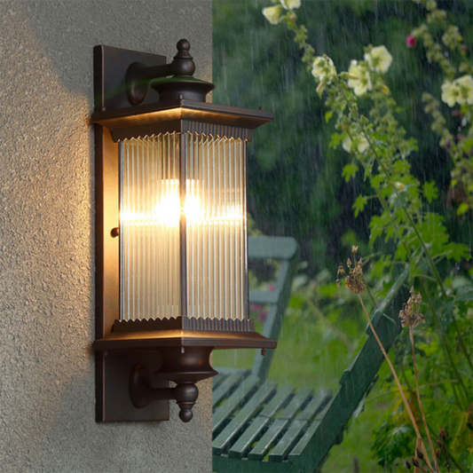 Vintage Black Outdoor Wall Lantern - Classic Rectangular Design for Gardens-1