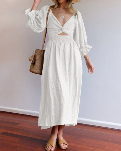 Boho Midi Jurk met Strikdetail