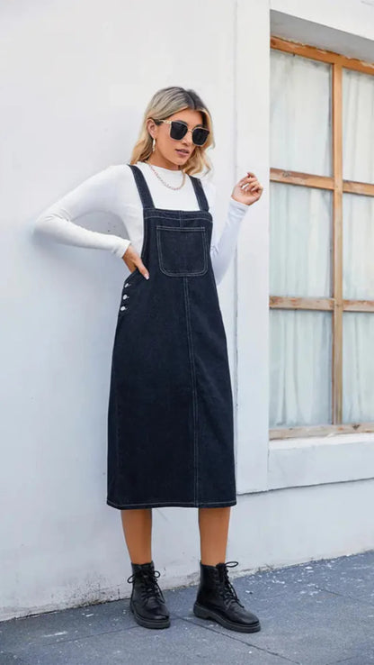 Women Midi Dress Blue Denim | Trendsetter-2