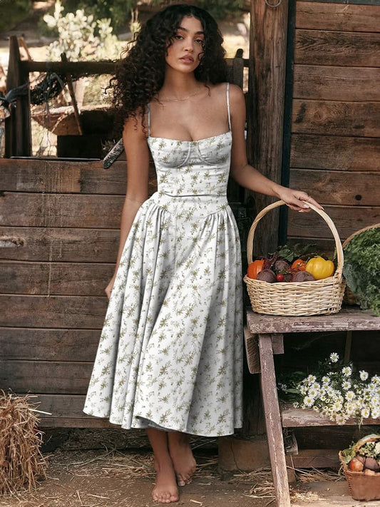 Romantische Jurk met Fijn Bloemenpatroon en Spaghettibandjes