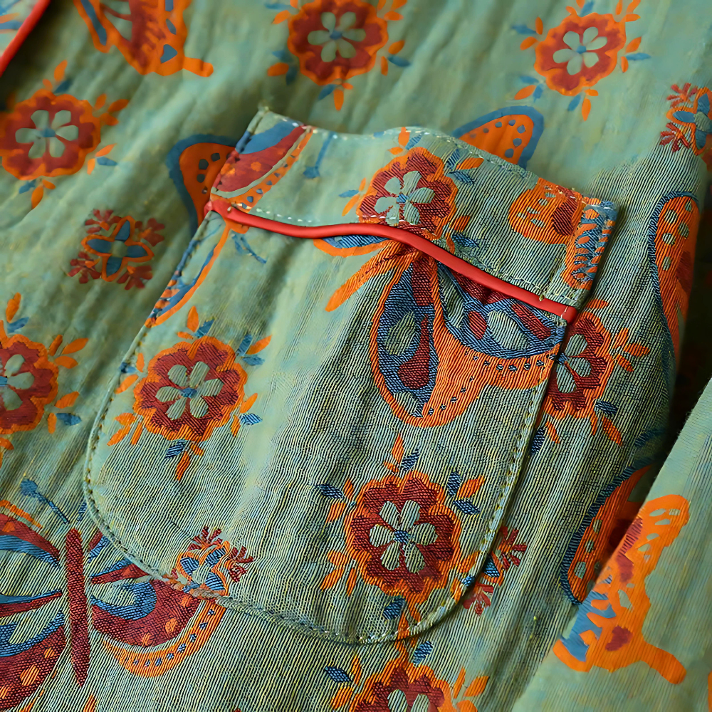 2-delige katoenen loungewear met vlinderprint