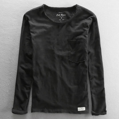 Vintage katoenen shirt met lange mouwen en ronde hals