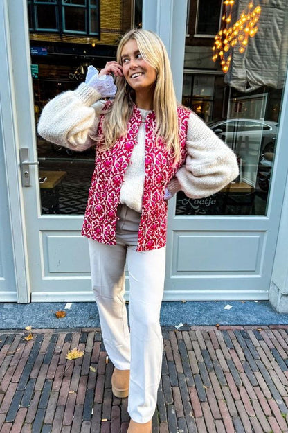 Reversible vest met botanische print