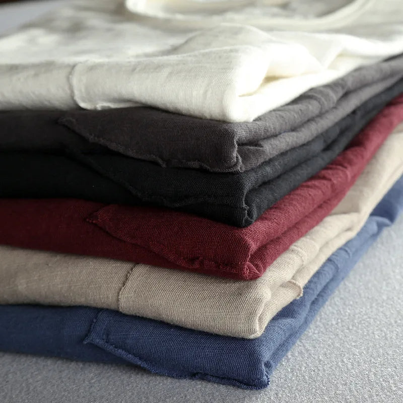 Vintage katoenen shirt met lange mouwen en ronde hals