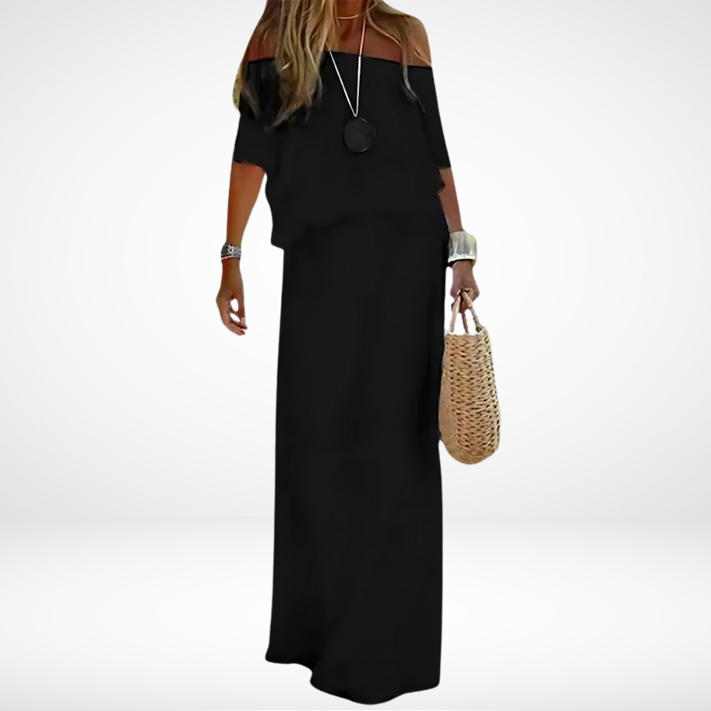 BohoBreeze – Elegante witte off-shoulder maxi strandjurk