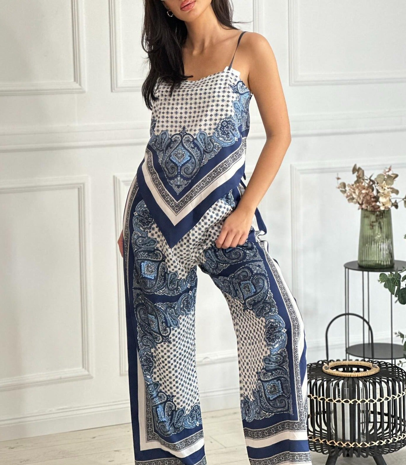 Bedrukte Jumpsuit met Spaghettibandjes