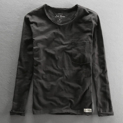 Vintage katoenen shirt met lange mouwen en ronde hals