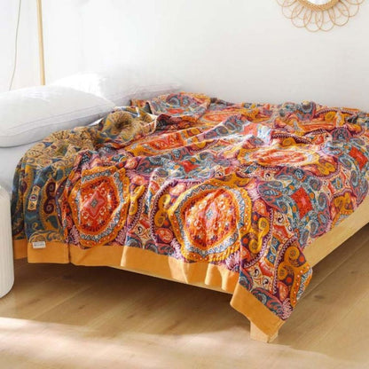 Sunrise Boho omkeerbare deken – artistieke warmte met dubbelzijdig ontwerp