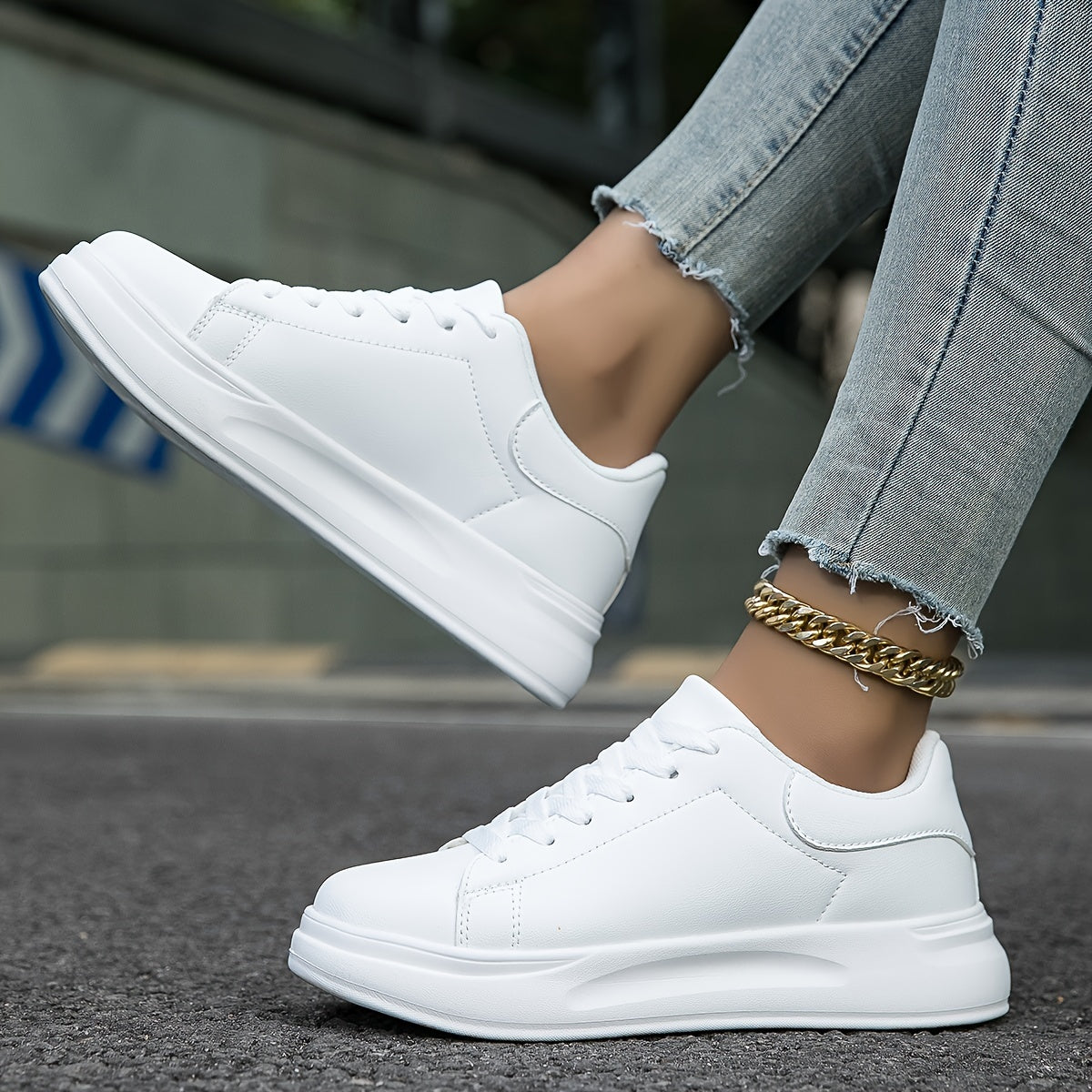 Dames schone witte leren sneakers