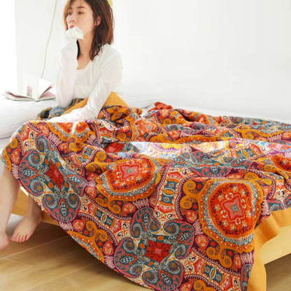 Sunrise Boho omkeerbare deken – artistieke warmte met dubbelzijdig ontwerp