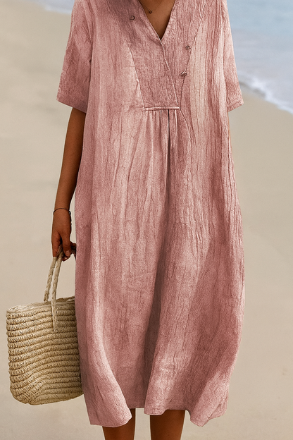 Casual strandjurk met V-hals en korte mouwen