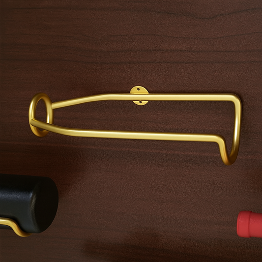 Set van 5 elegante, aan de muur te bevestigen ijzeren wijnrekken