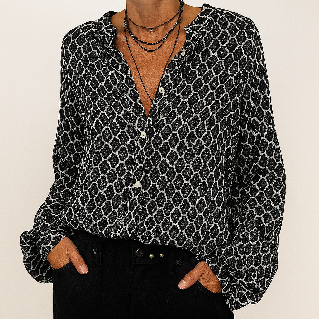 Bedrukte elegante V-hals blouse