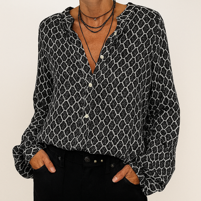 Bedrukte elegante V-hals blouse