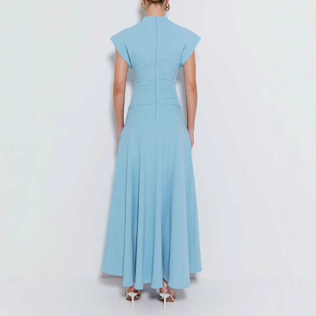 Chique maxi jurk met split en hoge hals