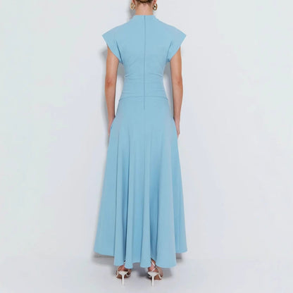 Chique maxi jurk met split en hoge hals