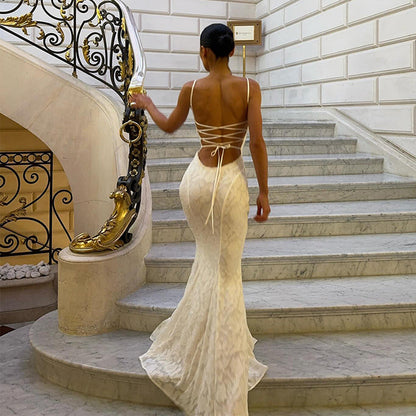 Elegante maxi jurk met uitlopende rok