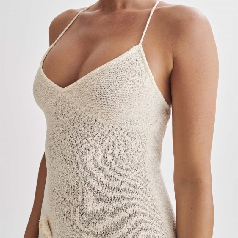 Maxi jurk met spaghettibandjes en v-hals