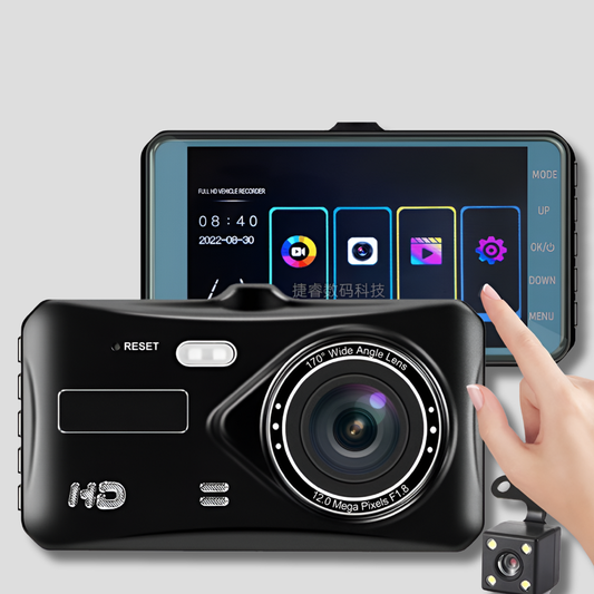 Draadloze dubbele dashcamera met nachtzicht en een hoek van 170°
