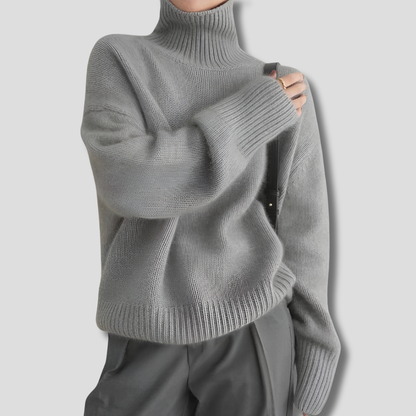 Dikke wintertrui met hoge kraag voor dames, kasjmierachtig