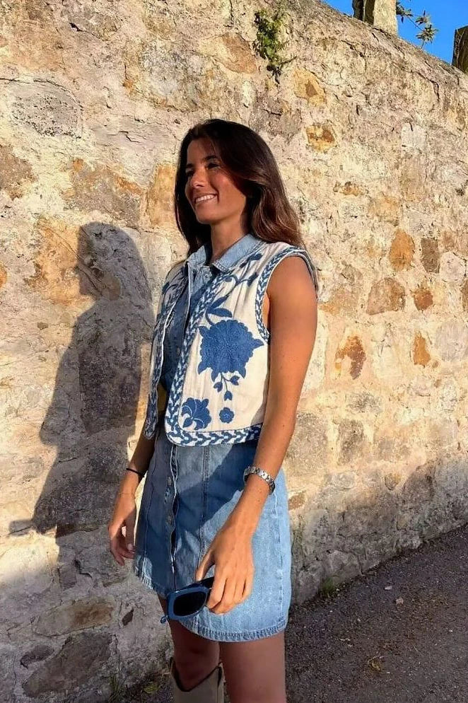 Mouwloos Vest met Bloemdessin