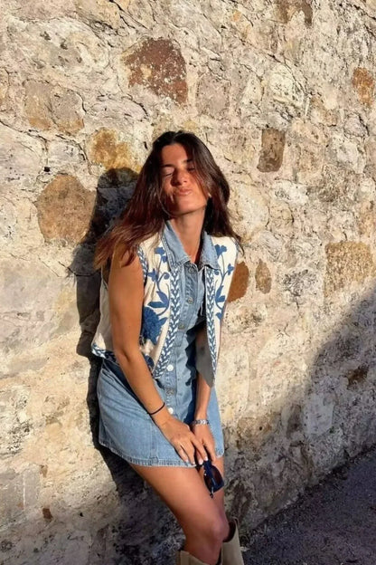 Mouwloos Vest met Bloemdessin