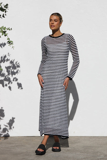 Stijlvolle Gestreepte Maxi-jurk