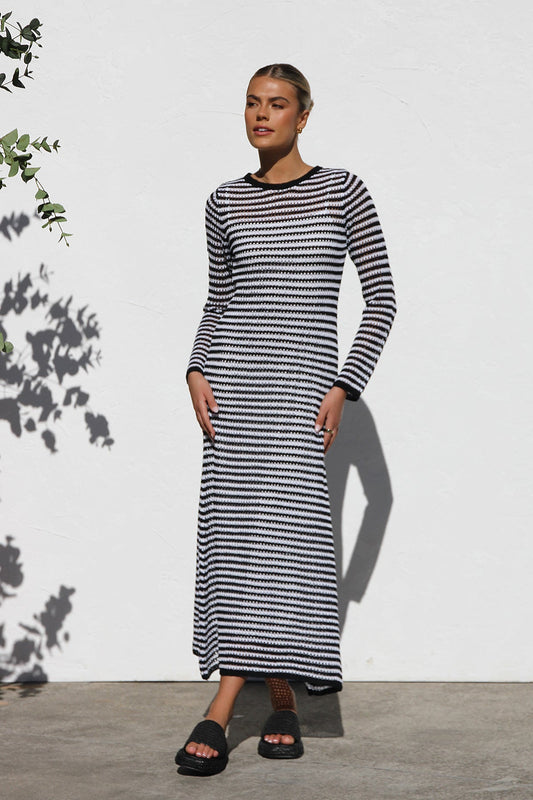 Stijlvolle Gestreepte Maxi-jurk