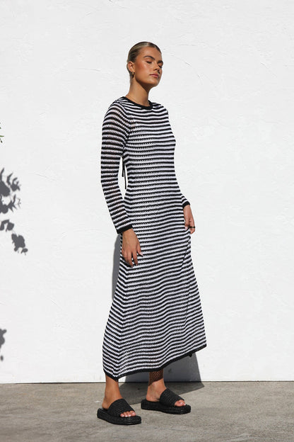 Stijlvolle Gestreepte Maxi-jurk