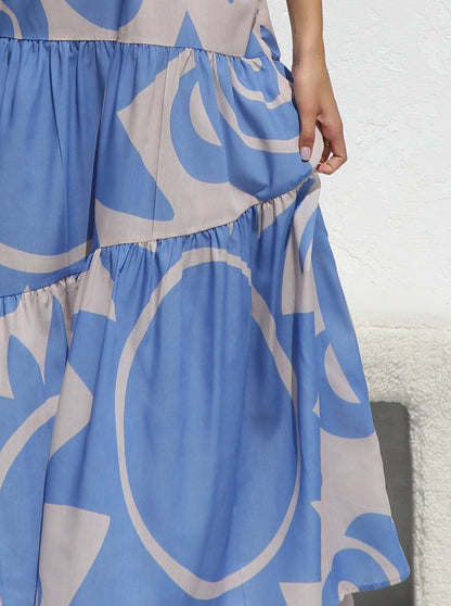 Luchtige maxi-jurk met zonneprint