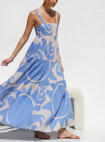 Luchtige maxi-jurk met zonneprint